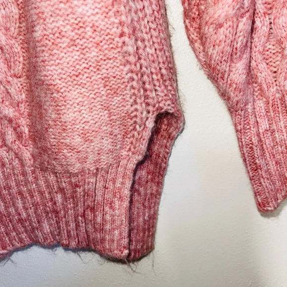 a new day Pink Cable Knit Mock Neck Oversized Tunic Sweater Small Women’s - Picture 5 of 11